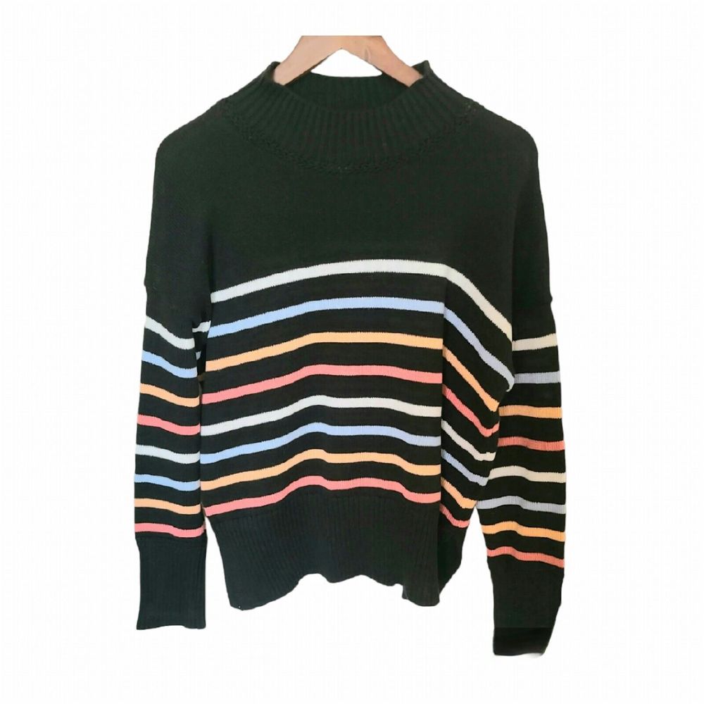 JOIE Striped Pullover Sweater Women's Large Knit Crew Neck Long Sleeve Fall